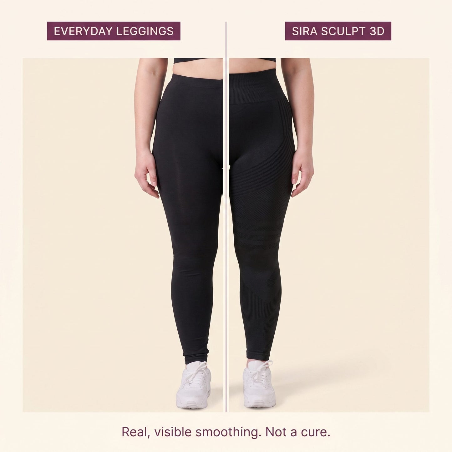 Everyday leggings vs Sira Sculpt visible smoothing