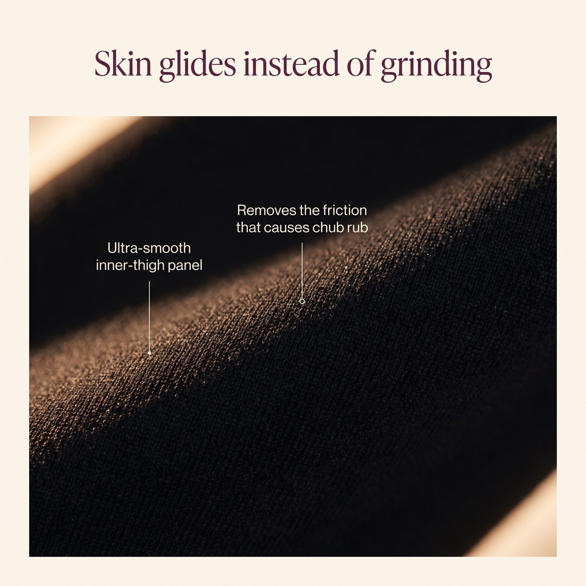 Anti-friction inner-thigh knit close-up