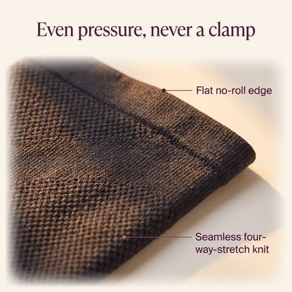 Seamless flat no-roll compression knit close-up